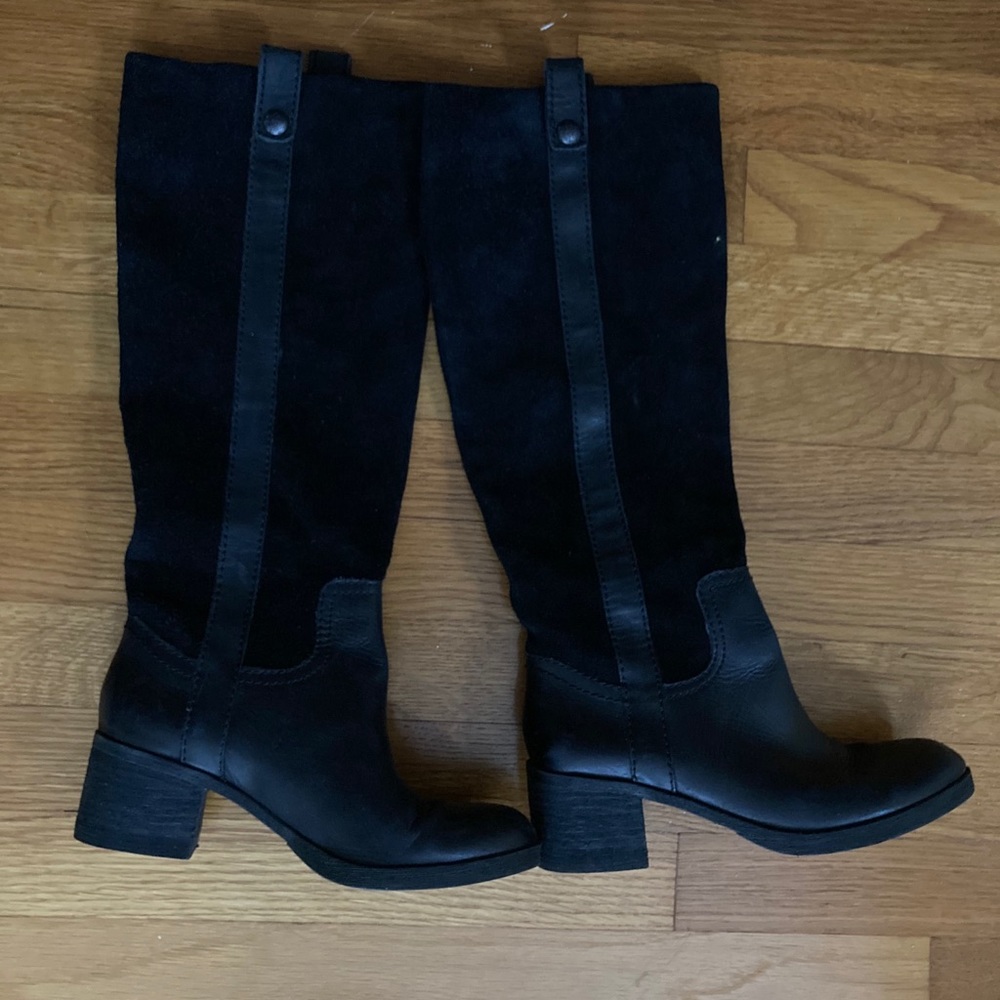 BCBGeneration Black Suede and Leather Tall Boots